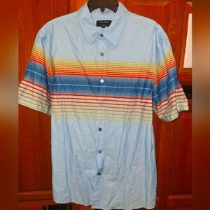 Ocean Current Multicolor Striped Short Sleeve Casual Button-down Shirt In A Larg